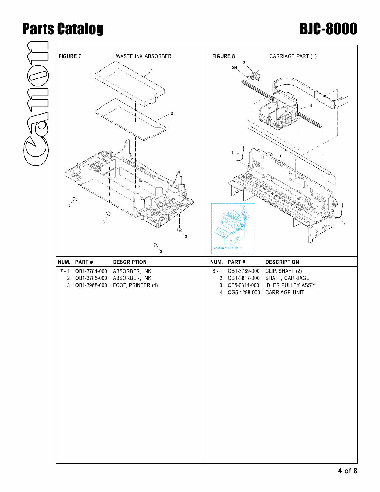 Canon BubbleJet BJC-8000 Parts Catalog Manual-5